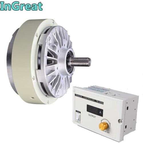 Single Shaft Magnetic Powder Brake 5KG 50Nm DC 24V One w/3A Manual Tension Controller Kits for Bagging Printing Dyeing Machine