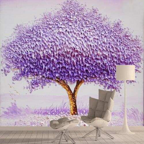 Purple Tree 3d Mural Wallpaper Wallpapers for Living Room Peel and Stick Wall Paper Papers Home Decor Murals Vinyl Improvement