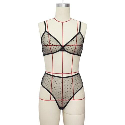 New Bra set Sexy Polka Dot Lingerie set Women Comfortable Transparent Brassiere+Panty Intimates Sexy Lingerie for Girls