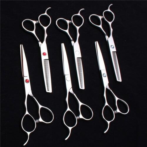 C8000 6" 17.5cm Left-Hand Customized Logo 440C Hairdressing Scissors Barber Makas Cutting Scissors Thinning Shears Hair Scissors