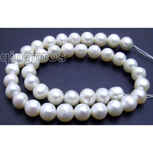 SALE Big 9-10mm high quality White Round natural Freshwater pearl Loose Beads 14"-los45 Wholesale/retail Free shipping