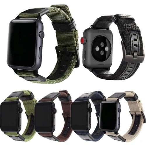 Hot Sell Nylon Watchband for Apple Watch Band Series 5/4/3/2/1 Sport Leather Bracelet 42mm 44mm 38mm 40mm Strap For iwatch Band