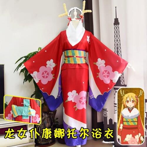 Kobayashi san Chi no Maid Dragon Kanna Kamui Kimono Yukata Cosplay Costume Miss Kobayashis Dragon Halloween Party Dress