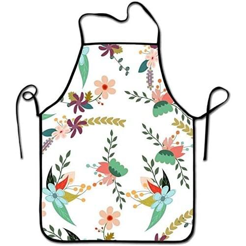 Sketch Flower Leaves Easy Clean Adult Cute Cooking Apron