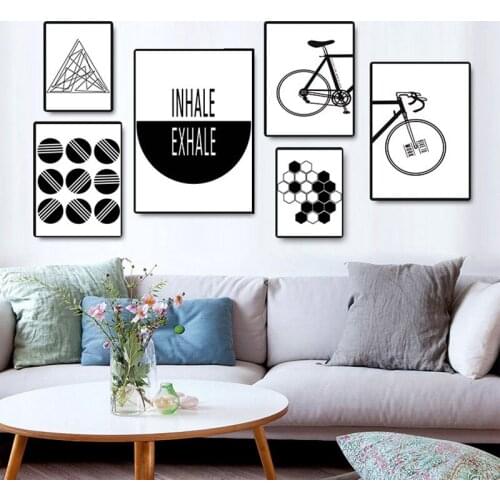 Modern Bicycle geometric figure Watercolor Canvas Painting Nordic Minimalism Poster Home Decor Wall Art Pictures For Living Room