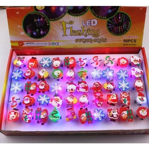New year Christmas luminous flashing ring childrens toys cartoon soft glue led colorful birthday party ring finger lights gift