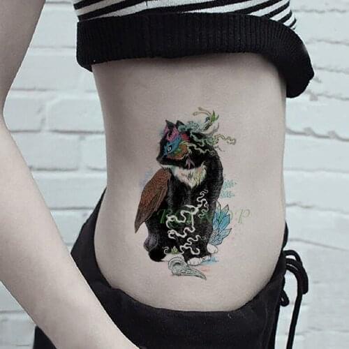 Waterproof Temporary Tattoo Sticker Cat Owl fake tatto flash tatoo tatouage temporaire big size body art for women girl men