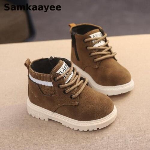 2-8Y Children Boots Winter Boys Girls Martin Boats Ankle Sonw Cotton Shoes Leather Waterproof Non-Slip Running Sneakers 30
