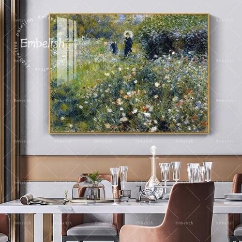 1 Pieces Impressionism Oil Painting Renoir Woman With A Parasol In A Garden Home Decor Wall Pictures For Living Room Canvas Art