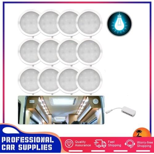 12x 12V Interior White LED Spot Lights 2.5W For VW T4 T5 Camper Van Caravan Motorhome Car White Lights 6500K