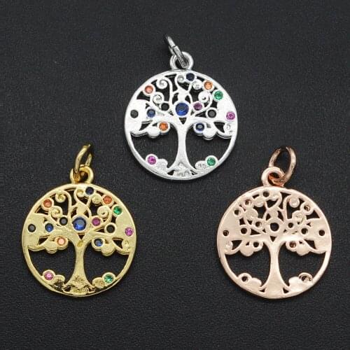 19x14mm 100% CZ Zircon DIY Jewelry Tree Of Life Charm Pendant Wholesale Fashion Jewellery Pendants Jewellwery Finding Supplies