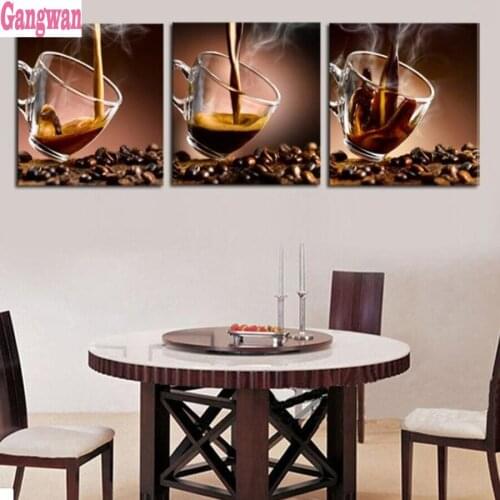 3 pcs Diamond Embroidery coffee beans 5D Cross Stitch Diamond Painting Rhinestone Full Square round stones Beadwork Diamond arts