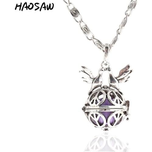 38mm Necklace Animal Hollow Cage Magic Box Bell Music Sound Choose Color Bead Fashion Pendant For Women Necklace Jewelry Making