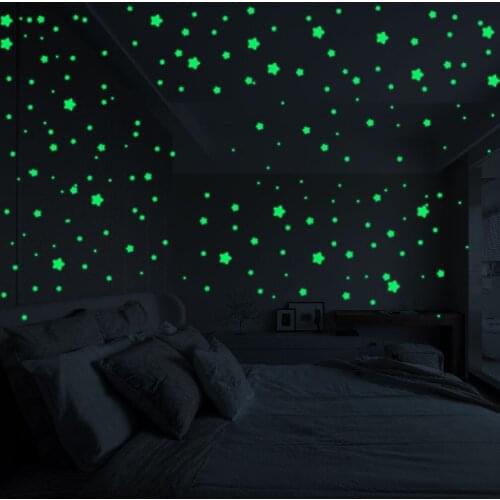 3D Home Wall Sticker Stars Glow In The Dark Luminous Fluorescent Wall Stickers Pegatinas Fluorescentes Autocollants Fluorescents
