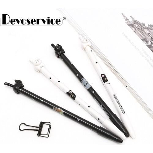4Pcs/Pack Cute Cat Shape Gel Pen Kawaii School Writing Stationery Fine Point 0.5mm Ink Black Neutral Pen Office School Supplies