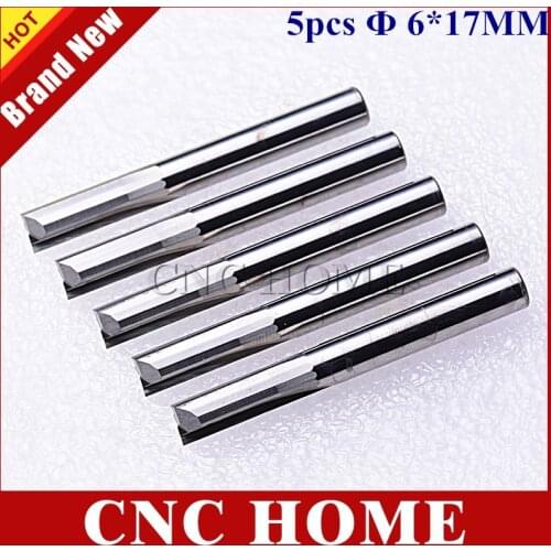 5pcs 6*17MM 2 Straight Flutes 2D Engraving End Mills Bit, CNC Router Tools, Cutter Bits on Foam, Wood, MDF, PVC, ABS