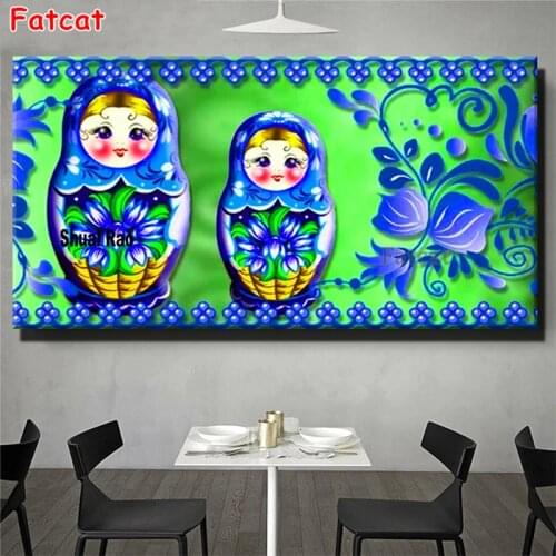 5D diy Diamond Painting Blue Russian Dolls 3d Picture diamond embroidery rhinestone Fantasy Angels puzzle Diamond mosaic PP2161