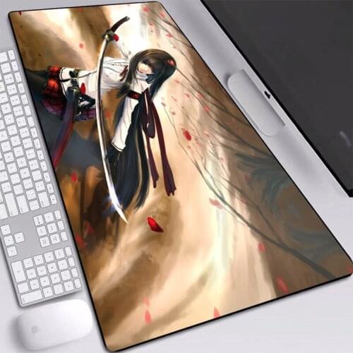Anime Mouse Pads Girl Warrior Picture Mice Mats Laptop Gamer Gaming Pads with Sewn Edges Mouse Pad All Size L/XL/XXL for Fans