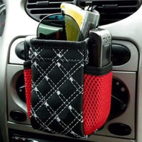 Car Storage Bag Outlet Vent Tidy Storage Box Car Organizer Auto Interior Accessories Pocket Glasses Phone Container PU Leather