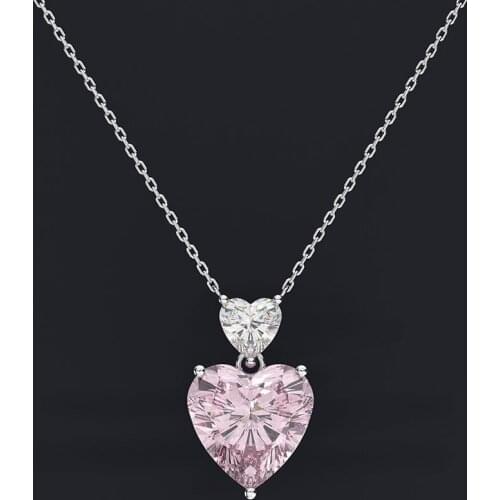 Citrine Pink Gemstone Heart Women Pendant Necklaces Fashion Jewelry Female Chain Necklace Pendants Vintage Wedding Birthday Gift