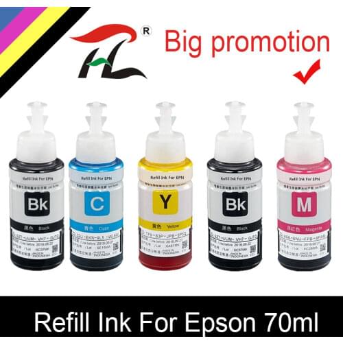 HTL 5PK 70ml dye ink refill ink compatible for epson L200 L210 L222 L100 L110 L120 L132 L550 L555 L300 L355 L362 printer ink