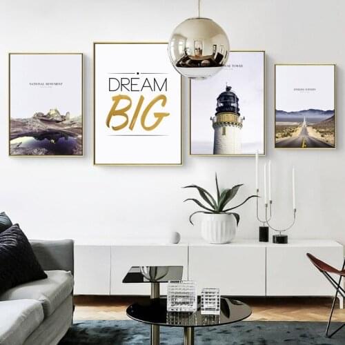 Home Wall Art Living Room Decorative Painting Northern European Beautiful Scenery Lighthouse Road Far Mountain Hotel Apartment
