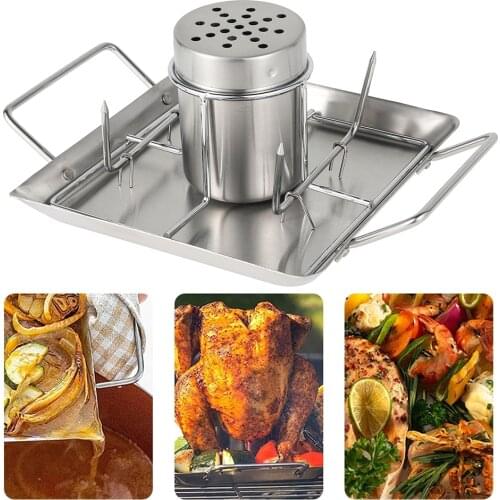 Beer Can Chicken Roaster Rack Stainless Steel BBQ Roasting Holder Grill Tools for Outdoors Camping BBQ Safe Barbecue Accessories