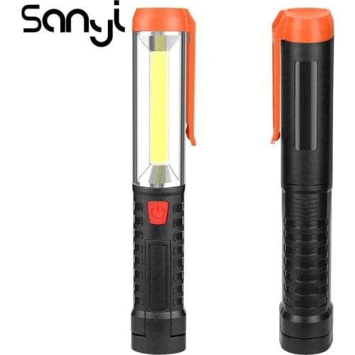 SANYI 1 Mode Flashlight Lighting COB LED Portable Torch by 3*AA Battery Camping Working Lamp