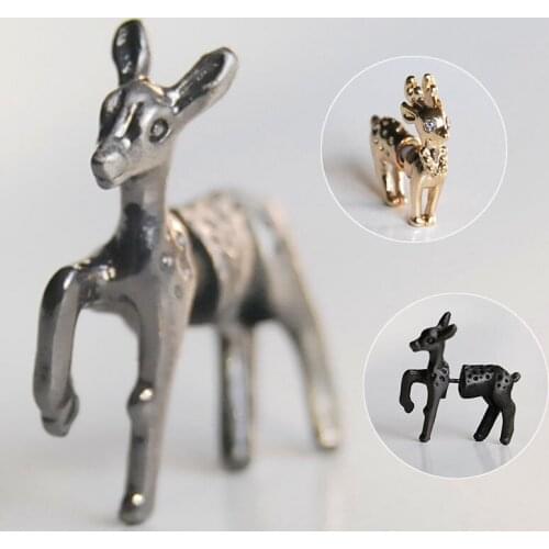 IVYYE Deer 3D Fashion Anime Cartoon Earring Cute Animal Stud Earrings For Women Girls Kids Jewelry XMAS New Gift