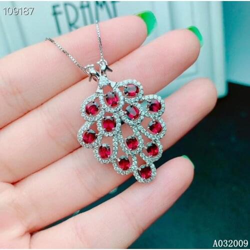 KJJEAXCMY fine jewelry 925 Sterling Silver inlaid natural garnet lovely girl new Pendant Necklace support test