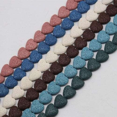 20mm Heart Shape Colorful Lava Stone Beads For Jewelry Making DIY Loose Volcanic Rocks Stone Beads Fit Bracelet Necklace 16