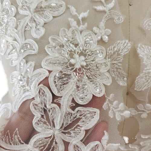 Fairy beaded embroidery lace appliques for wedding dresses Rhinestone lace applique patches Embroidery lace parches ropa