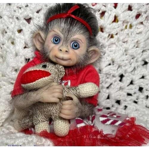 NPK 8inch Anna Banana Reborn Doll Kit Cute Monkey Unfinished Doll Parts with Body and eyes