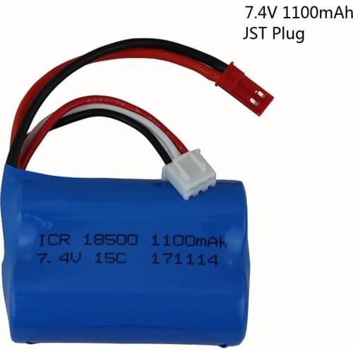 7.4V 1100mAH Lipo Battery For Remote control helicopter JST SM Plug Li-po battery 7.4 V 1100 mAH 15C discharge 18500 toy battery