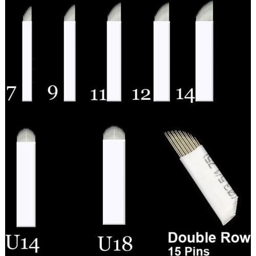 Microblading 0.18 MM 7 9 11 12 14 U Shape Permanent Makeup Eyebrow Flex Tattoo Needles For 3D Lamina Blade Agulhas Tebori