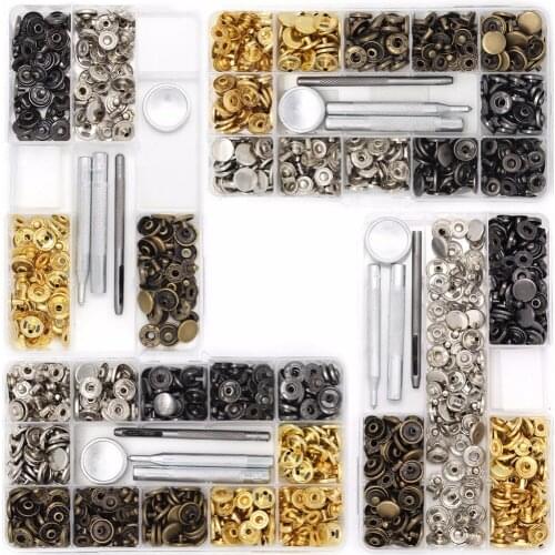Snap Fastener Kit Button Tool Press Studs Set Clothing Snaps Fixing Tool 633# 4 Colors for Leather Craft Repairing Decoration