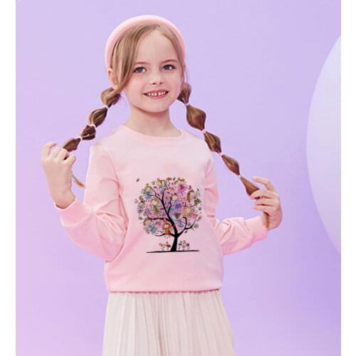 Butterfly Elf Magic Tree Novelty Print Spring And Autumn New Boys And Girls Hooded Sweater Baby Cartoon Shirt Childrens Clothing