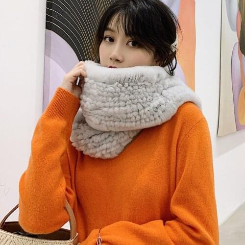 Autumn and winter Natural real Rex Rabbit Fur Scarf double-faced Womens neckline Two layers mufflers added length keep warm