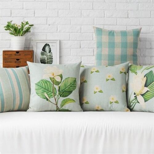 Countryside Orchid Blue Flowers Home Decor Pillow Flamingos Linen Cotton Cushion Decorative Throw Pillows Free Shipping