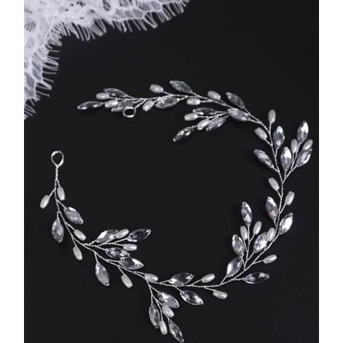 Romantic Wedding Accessories Trendy Rhinestone Pearl Crystal Headband Bridal Headwear Tiara For Hair Accessories for Women