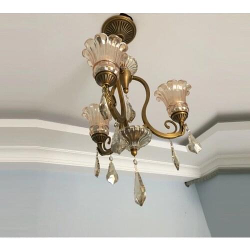 Modern Gold Crystal Chandelier Copper European Led Ceiling Lamp Crystal American Bedroom Romantic Master Chandelier Lighting