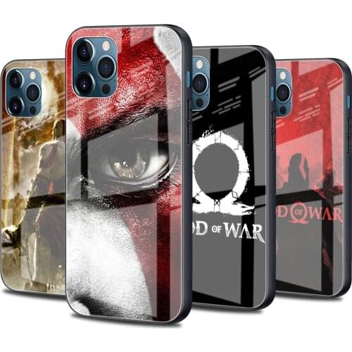 God Of War Glass Case For Apple iPhone 13 11 Pro 12 Mini XR 7 8 Plus SE 2020 XS Max X 6 6S Luxury Phone Cover Shell Shockproof
