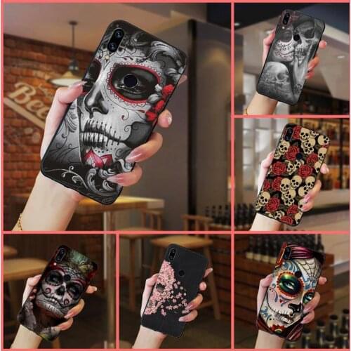 Mexican Skull Girl tattooed Art shell Phone Case For Xiaomi Redmi note 7 8 9 t k30 max3 9 s 10 pro lite