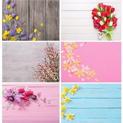 Vinyl Custom Photography Backdrops Props Flower Wood Planks Photo Studio Background 2183 KLZ-18
