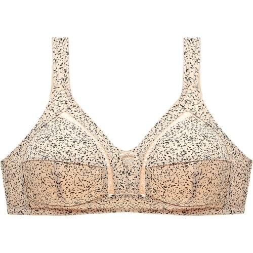 DKERT Plus Size Wire Free Cotton Women Brassiere Thin Cup Floral Printed Underwear Bra