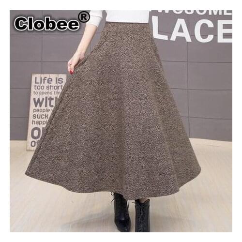 Winter skirt faldas largas jupe longue high waist vestidos long warm skirts plus size black dames kleding wool maxi skirt J116