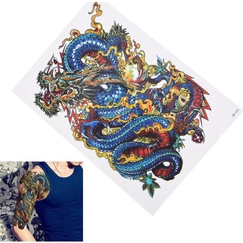 1 Sheet Big Large Shoulder Half Arm Tattoo Scapuler Sticker Dragon Lotus Temporary Body Art Tattoo