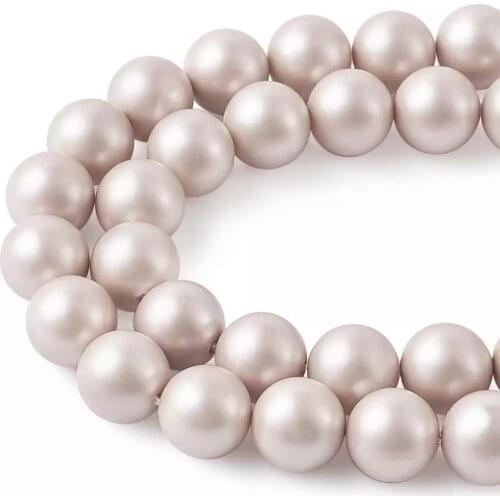 Pandahall 1 Strand Round Frosted Shell Pearl Beads Strands for Jewelry Making DIY Accessories Findings 4 6 8 10 12mm