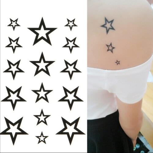 1PCS Summer Style Waterproof Henna Temporary Body Art Hollow Stars Water Transfer Flash Tattoo Finger Wrist Arm Sticker
