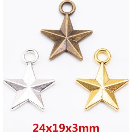 15pcs Charms star Pendant Bright Zinc Alloy Fit Bracelet Necklace DIY Metal Jewelry Findings 6371